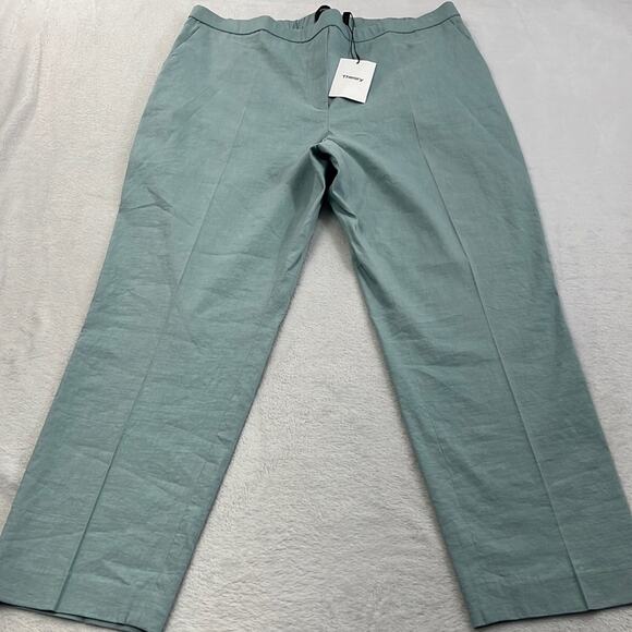 NEW Theory Linen Blend Sky Blue Treeca Pull On Pants Women's 16 Eco Crunch Wash - Picture 1 of 16